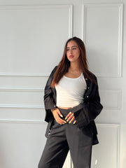 Linen Oversized Set - Black