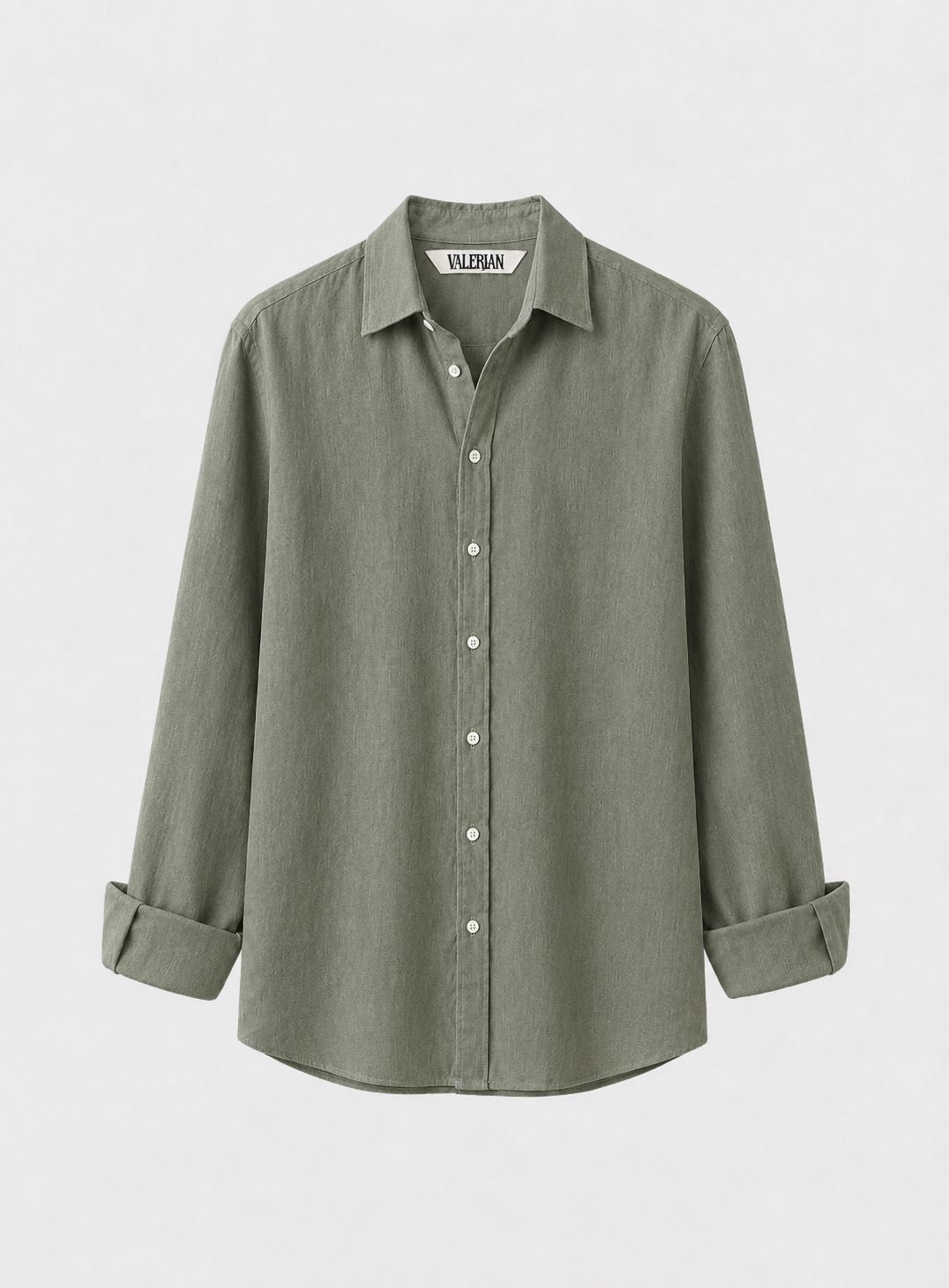 V-Linen Shirt (Olive)
