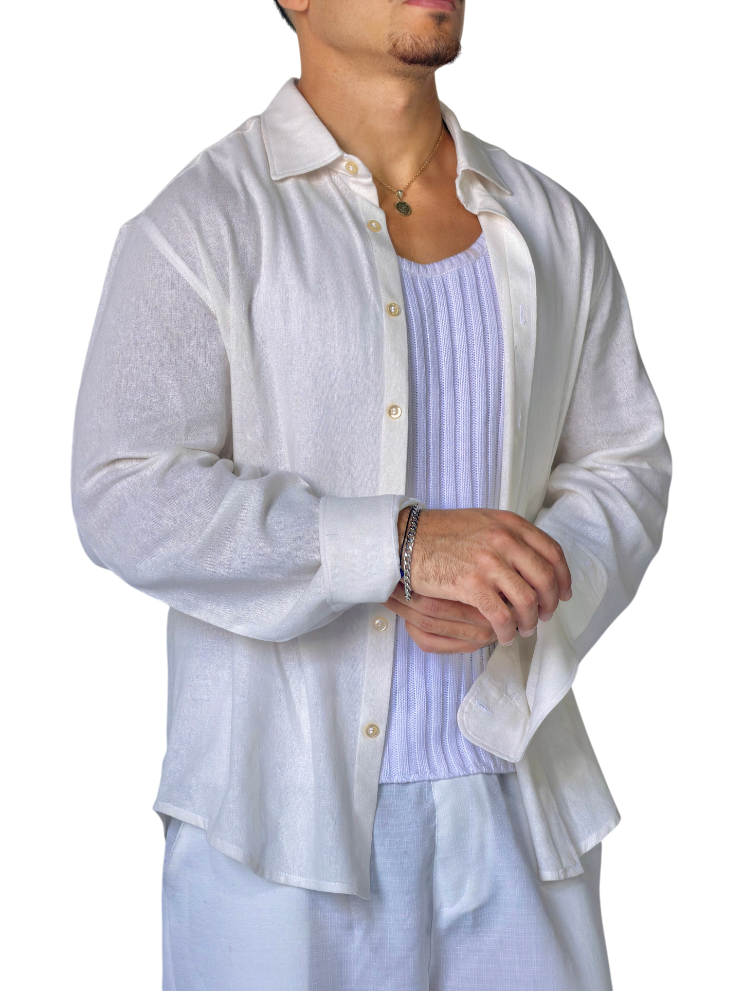 V-linen Shirt (Off White)