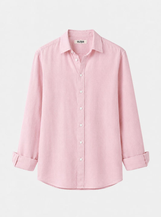V-Linen Shirt (Powder Pink)