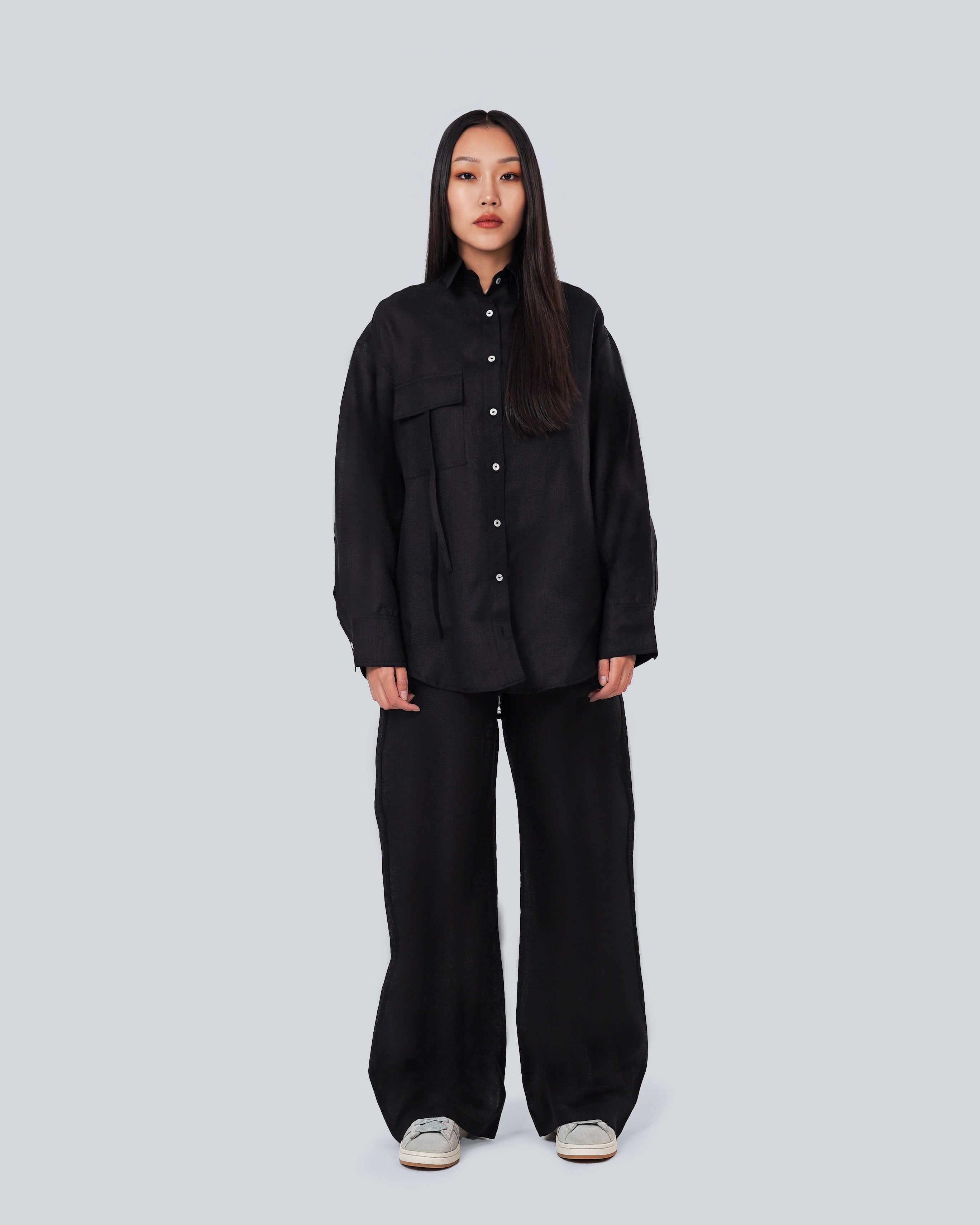 Linen Oversized Set - Black