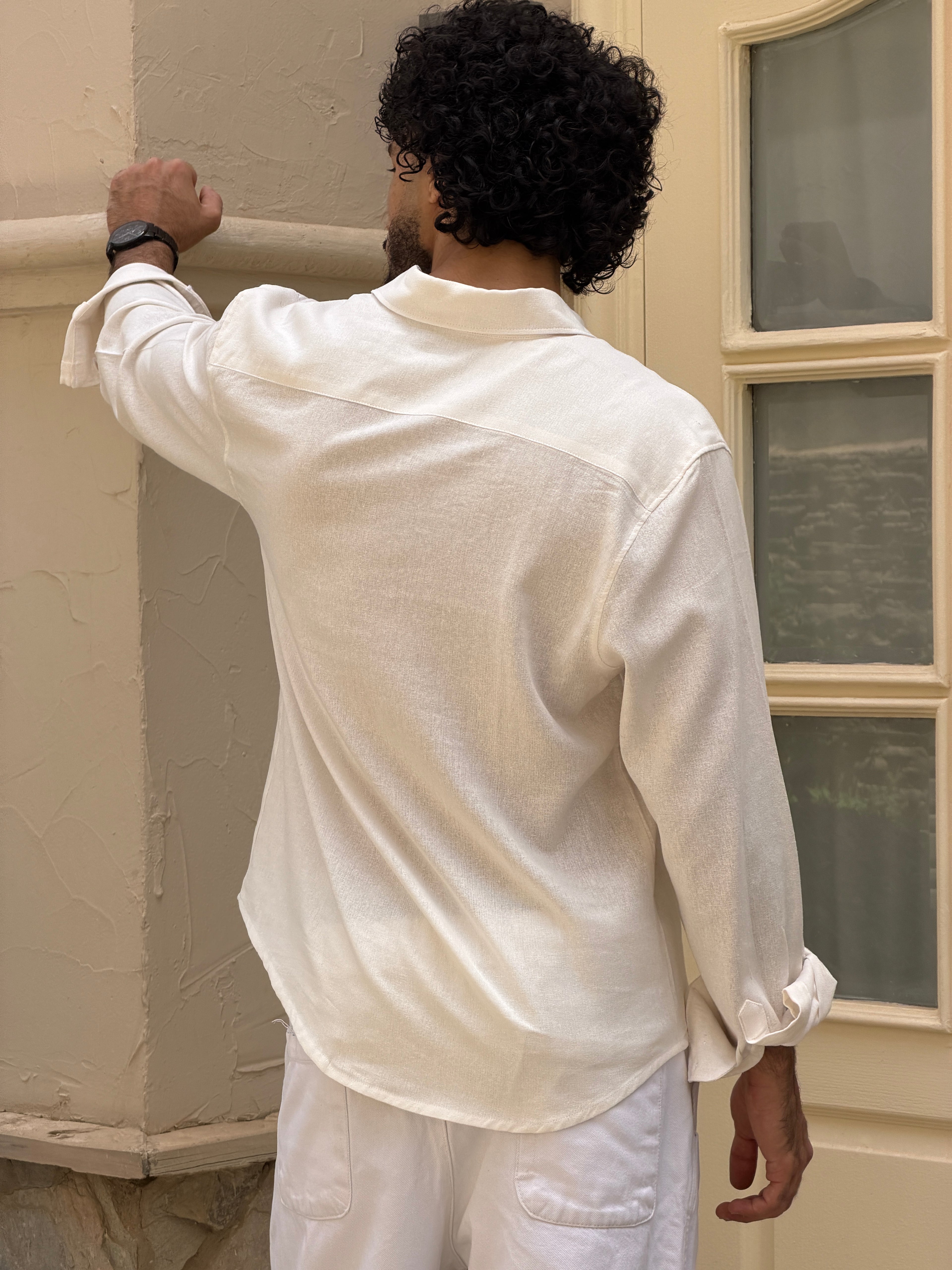 V-linen Shirt (Off White)