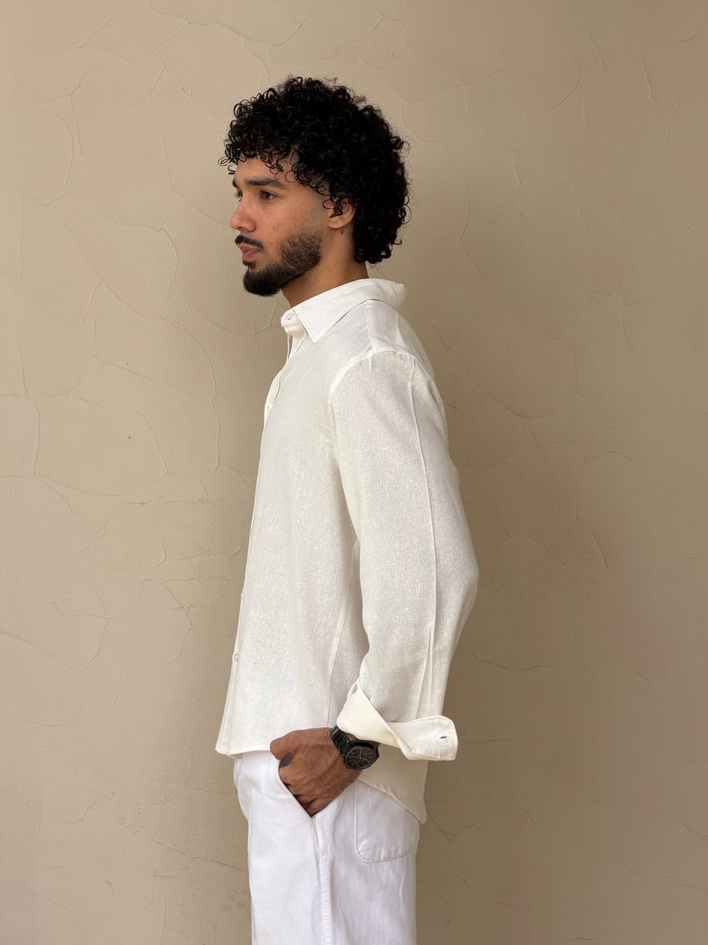 V-linen Shirt (Off White)