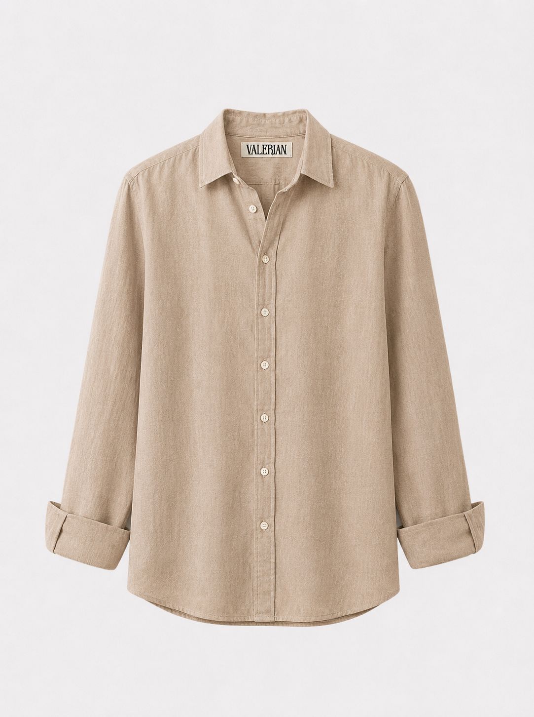 V-Linen Shirt (Beige)