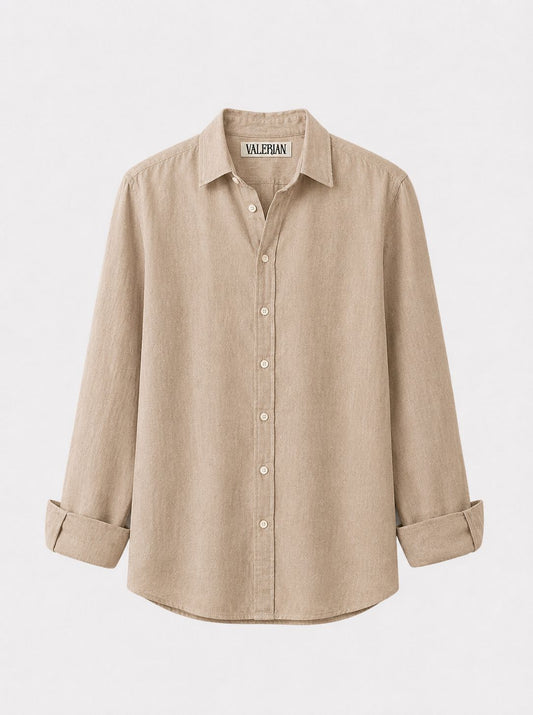 V-Linen Shirt (Beige)