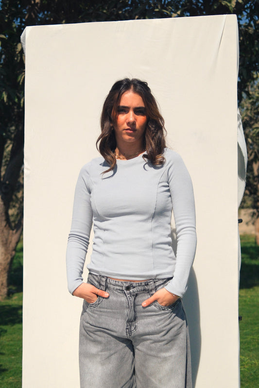 Basic Long Sleeve Top (Light Blue)